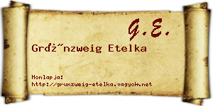 Grünzweig Etelka névjegykártya